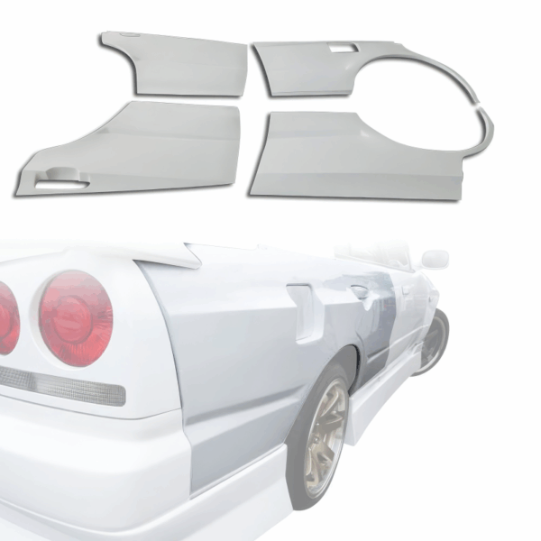 ModeloDrive FRP URA Wide Body Fenders (rear) 4pc > Nissan Skyline (R34) GTS 1999-2004 > 4dr Sedan