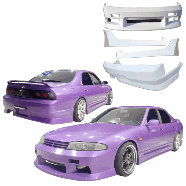 VSaero FRP MSPO Body Kit 4pc for Nissan Skyline (R33) GTS 1995-1998 > 4dr Sedan - Image 2